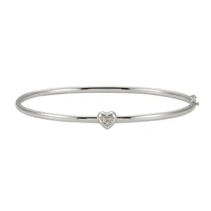 14k White Gold .03 CTW Diamond Bangle Bracelet
