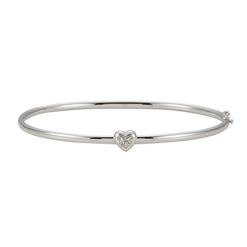 14k White Gold .03 CTW Diamond Bangle Bracelet
