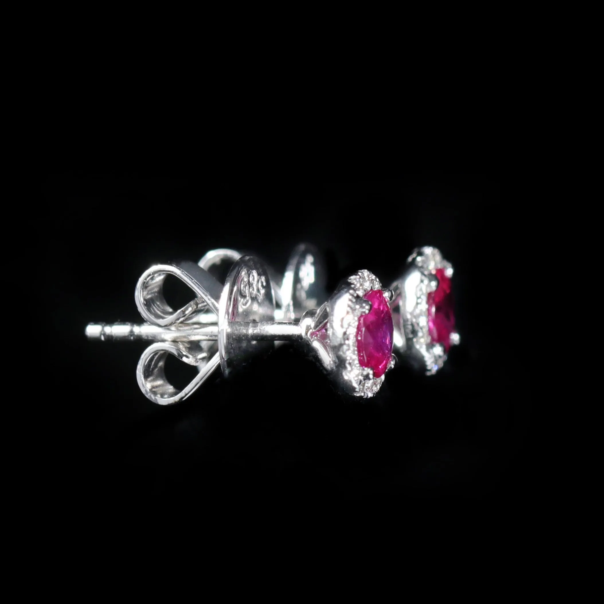 14K White Gold 0.59 CTW Ruby and Diamond Stud Earrings