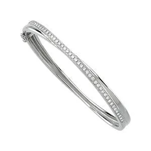14k White Gold 1 CTW Diamond Bangle Bracelet