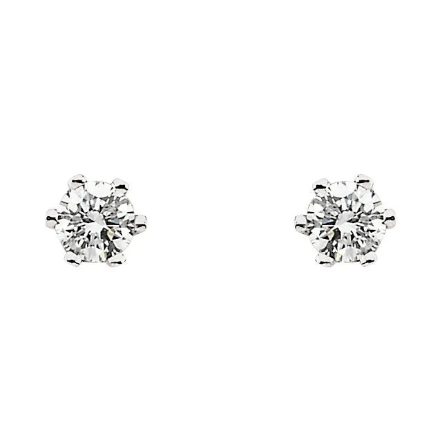 14k White Gold 1/4 CTW Diamond Friction Post Stud Earrings