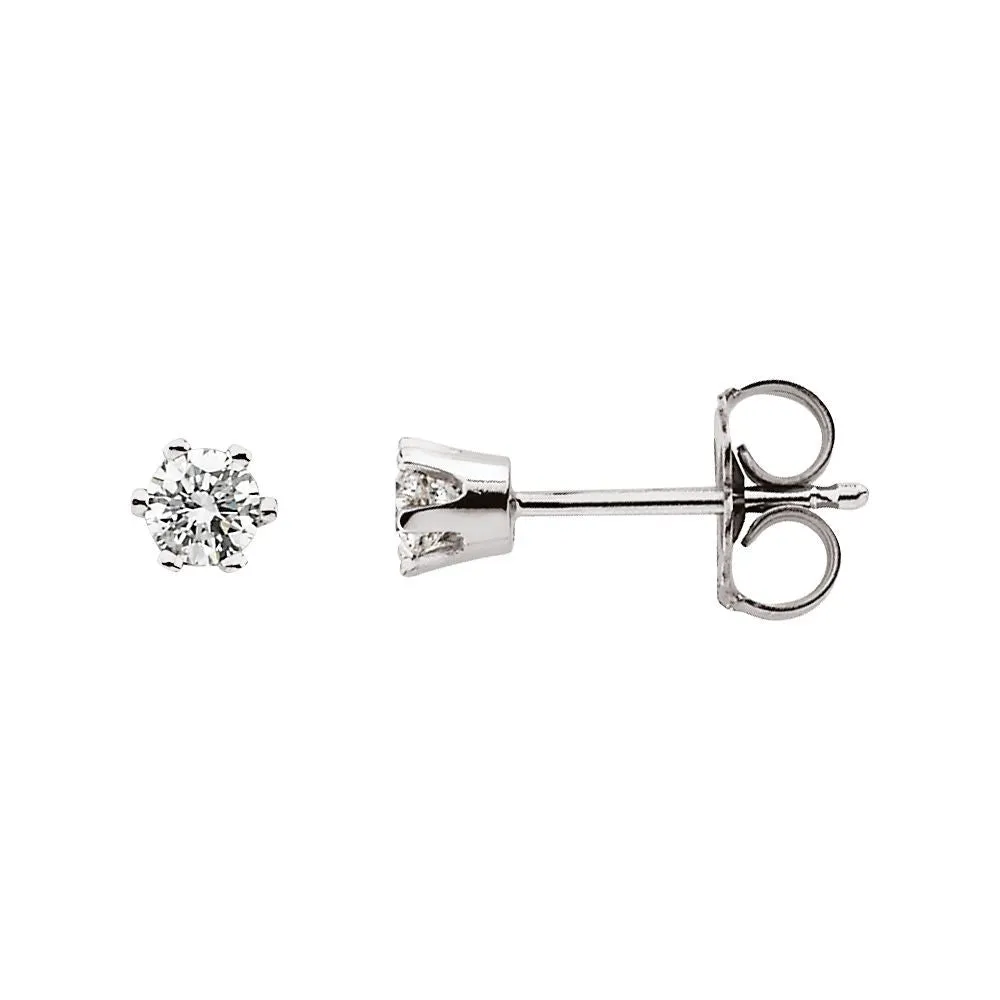 14k White Gold 1/4 CTW Diamond Friction Post Stud Earrings