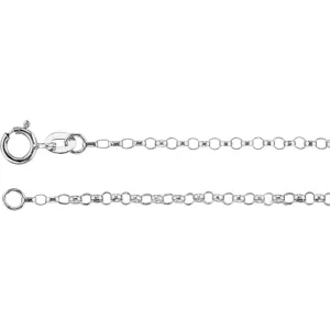 14k White Gold 1.5mm Hollow Belcher Rolo 7" Chain