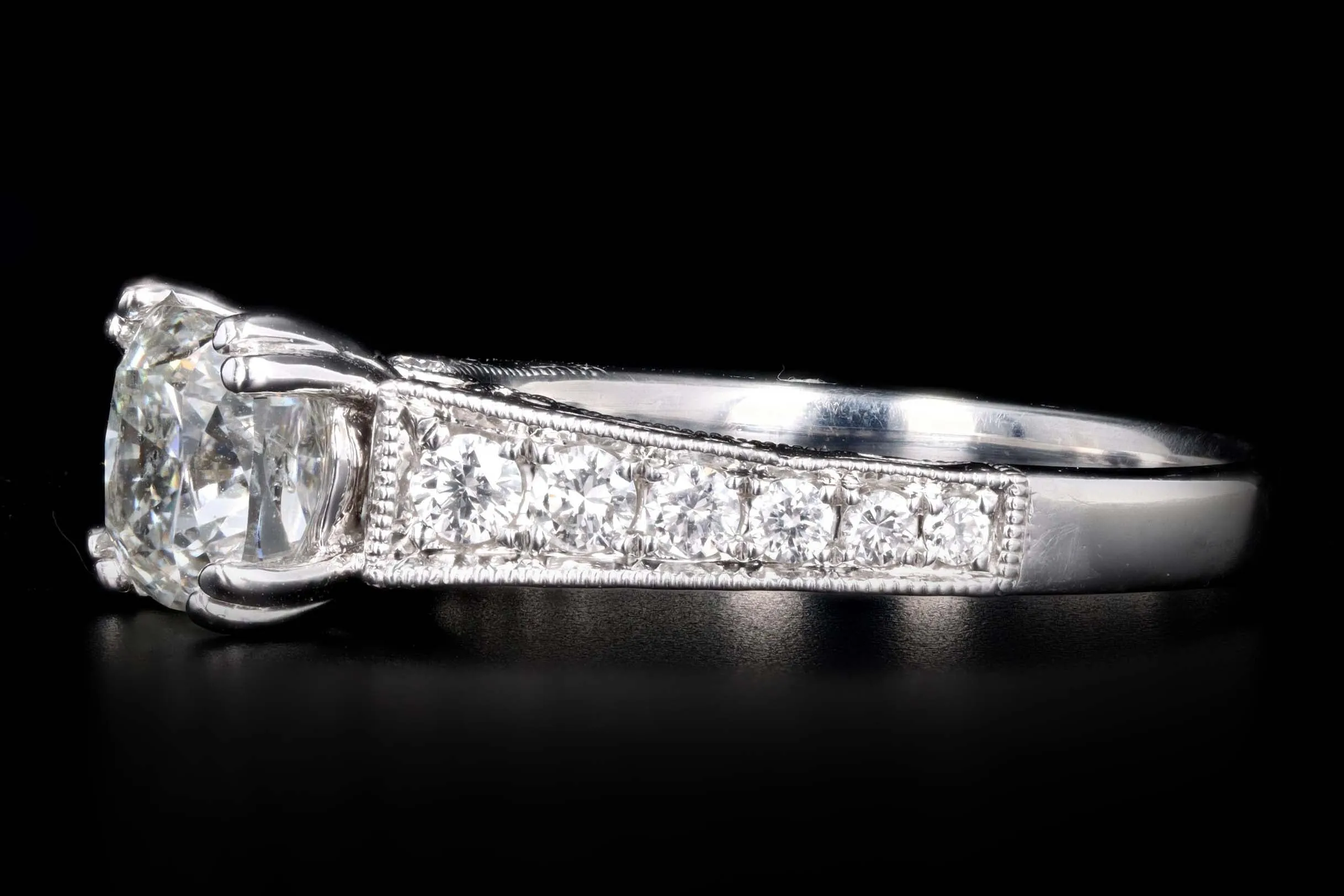 14K White Gold 1.66 Carat Cushion Cut Diamond Engagement Ring GIA Certified