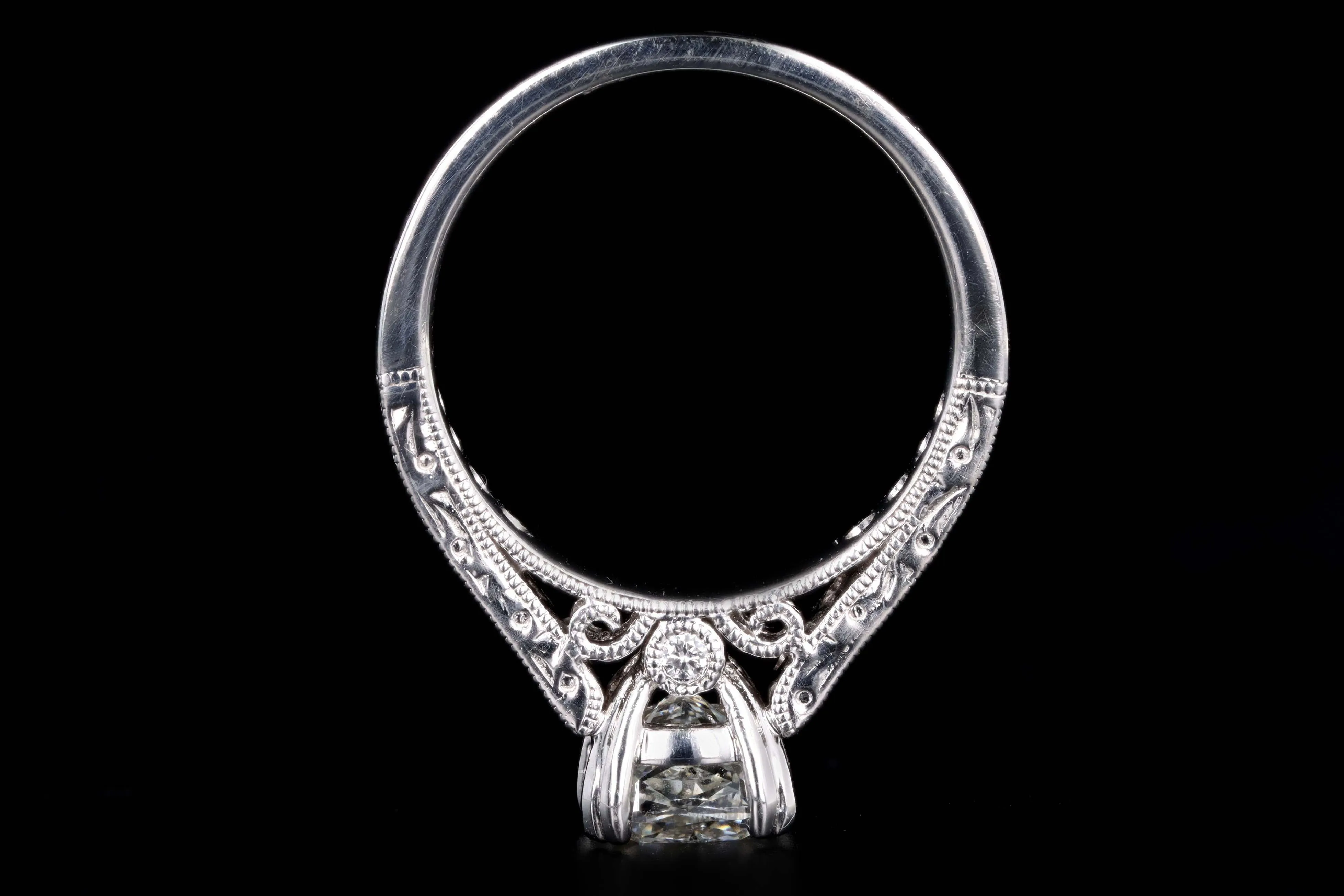 14K White Gold 1.66 Carat Cushion Cut Diamond Engagement Ring GIA Certified
