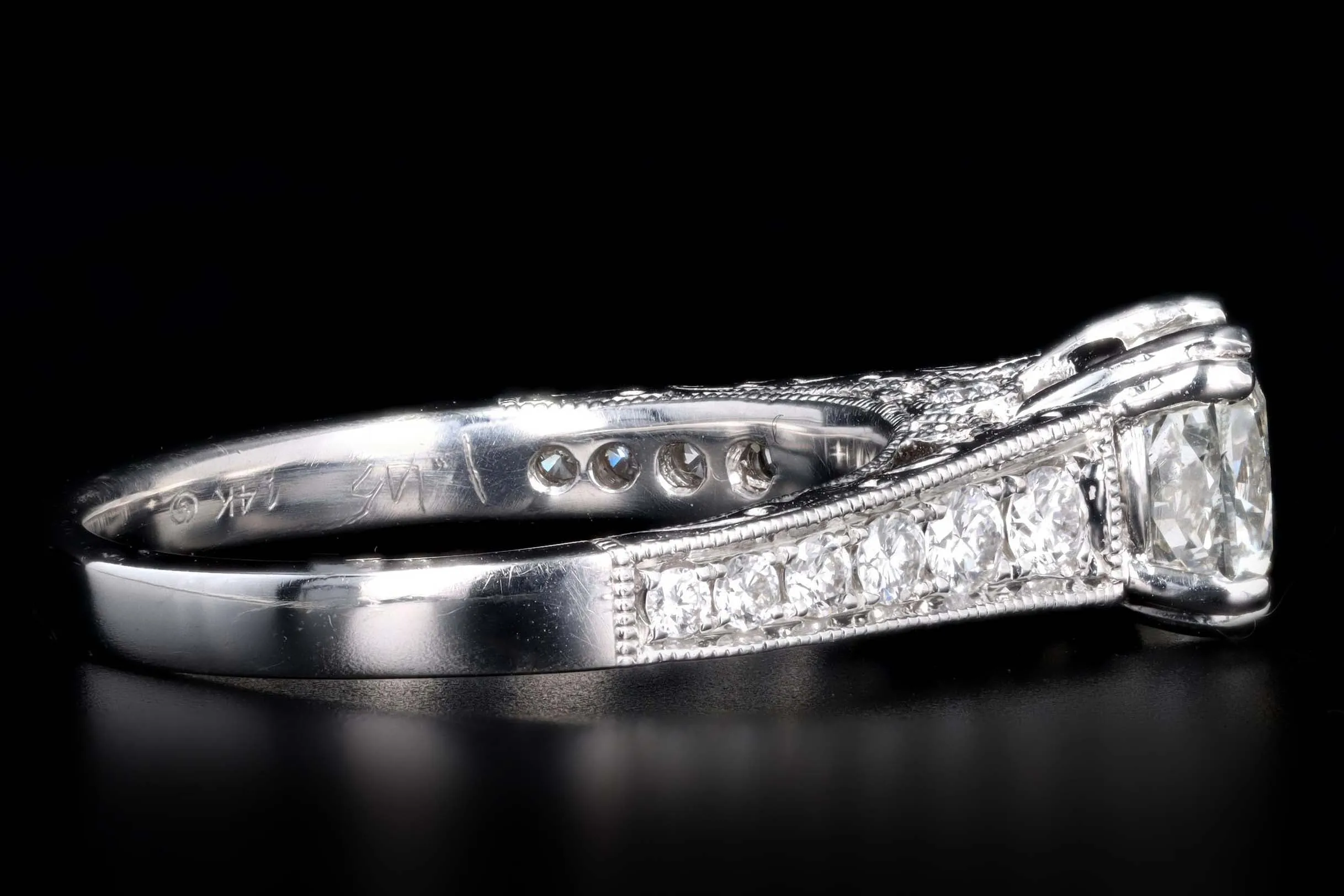 14K White Gold 1.66 Carat Cushion Cut Diamond Engagement Ring GIA Certified