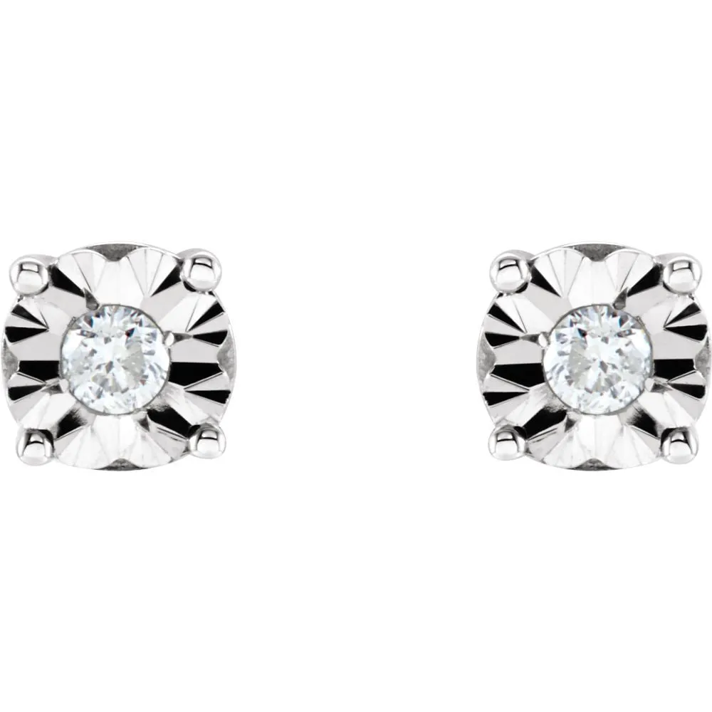 14k White Gold 1/8 CTW Diamond Illusion Stud Earrings