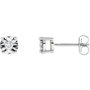 14k White Gold 1/8 CTW Diamond Illusion Stud Earrings