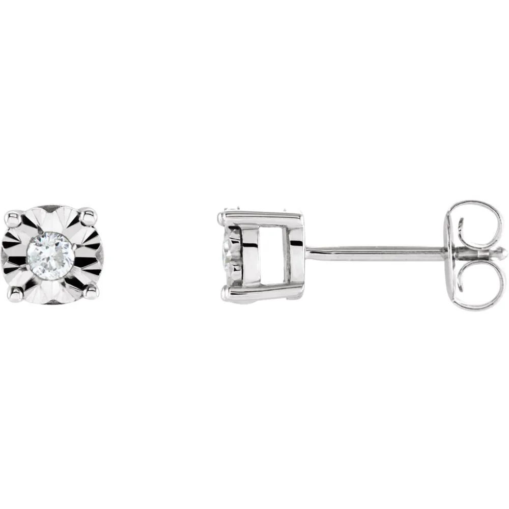 14k White Gold 1/8 CTW Diamond Illusion Stud Earrings