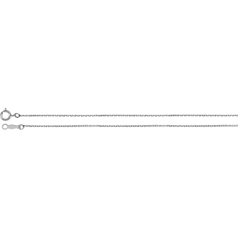 14k White Gold 1mm Diamond Cut Cable 7" Chain