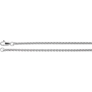 14k White Gold 2.4mm Wheat 7" Chain