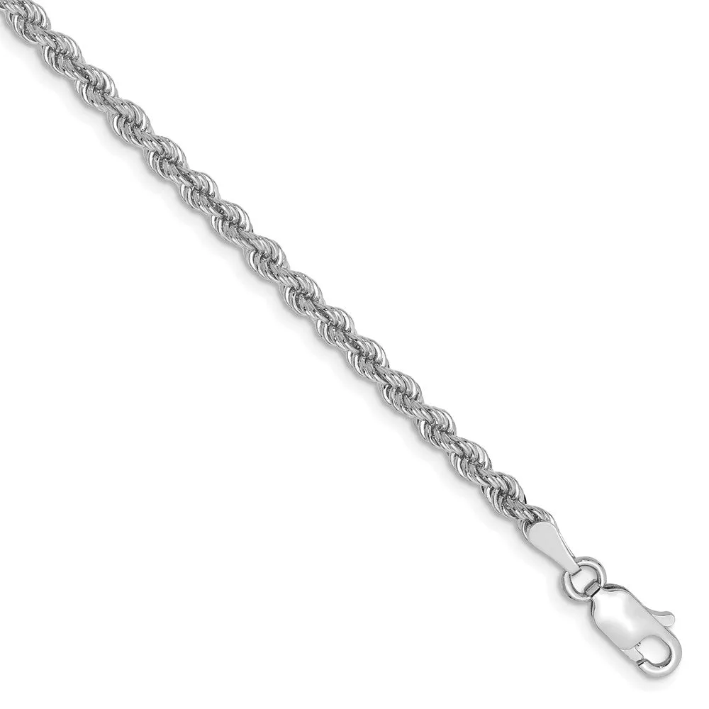 14K White Gold 2.75mm Regular Rope Chain