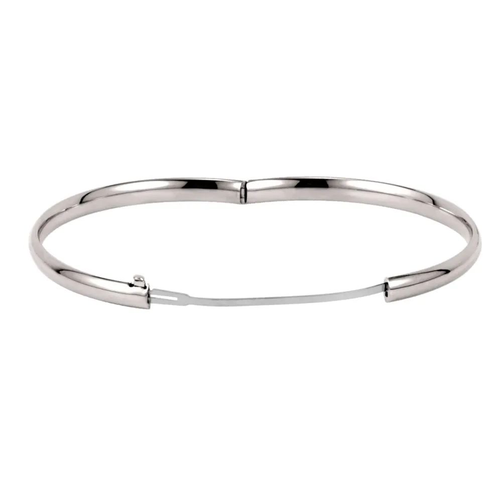 14k White Gold 4.75mm Hinged Bangle Bracelet