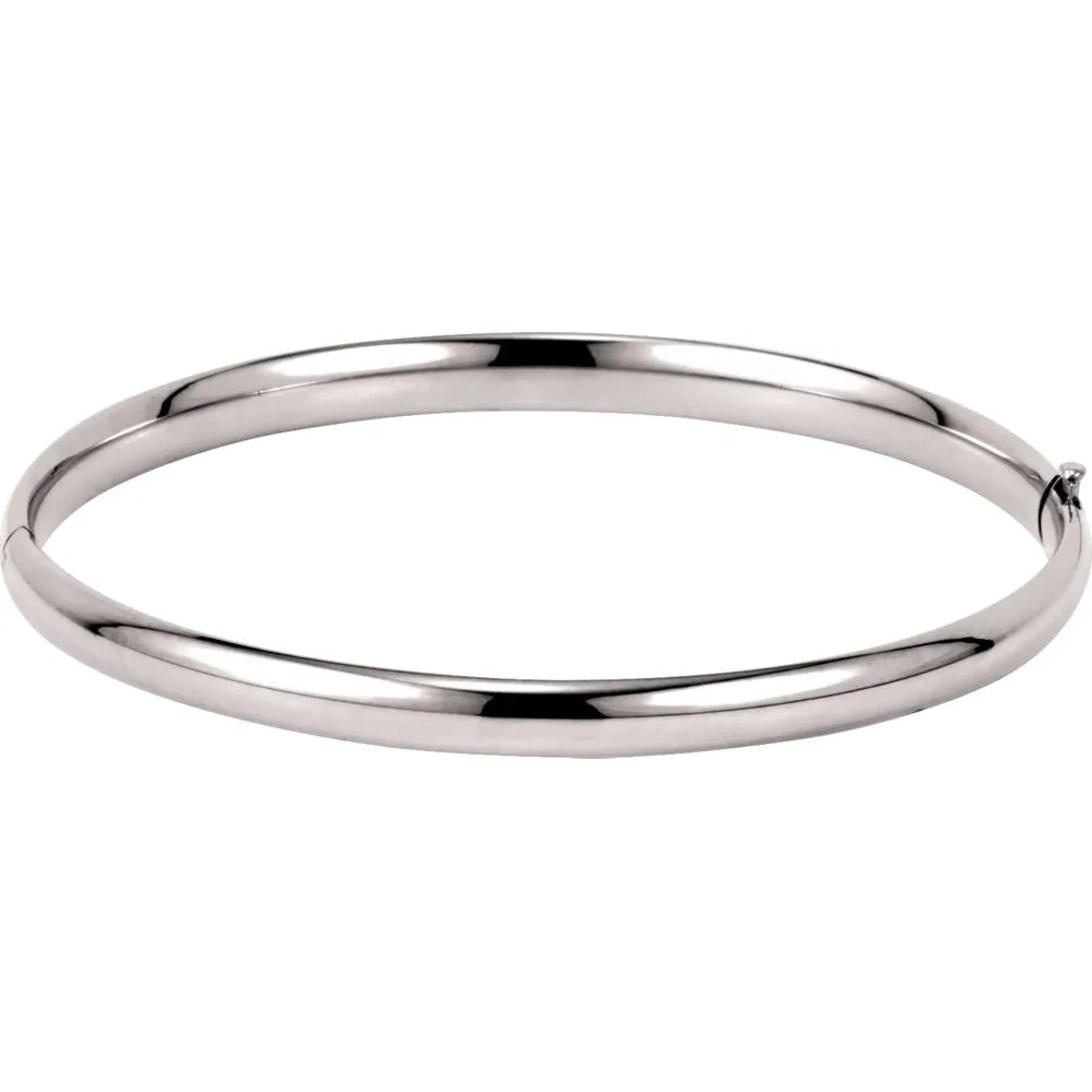 14k White Gold 4.75mm Hinged Bangle Bracelet