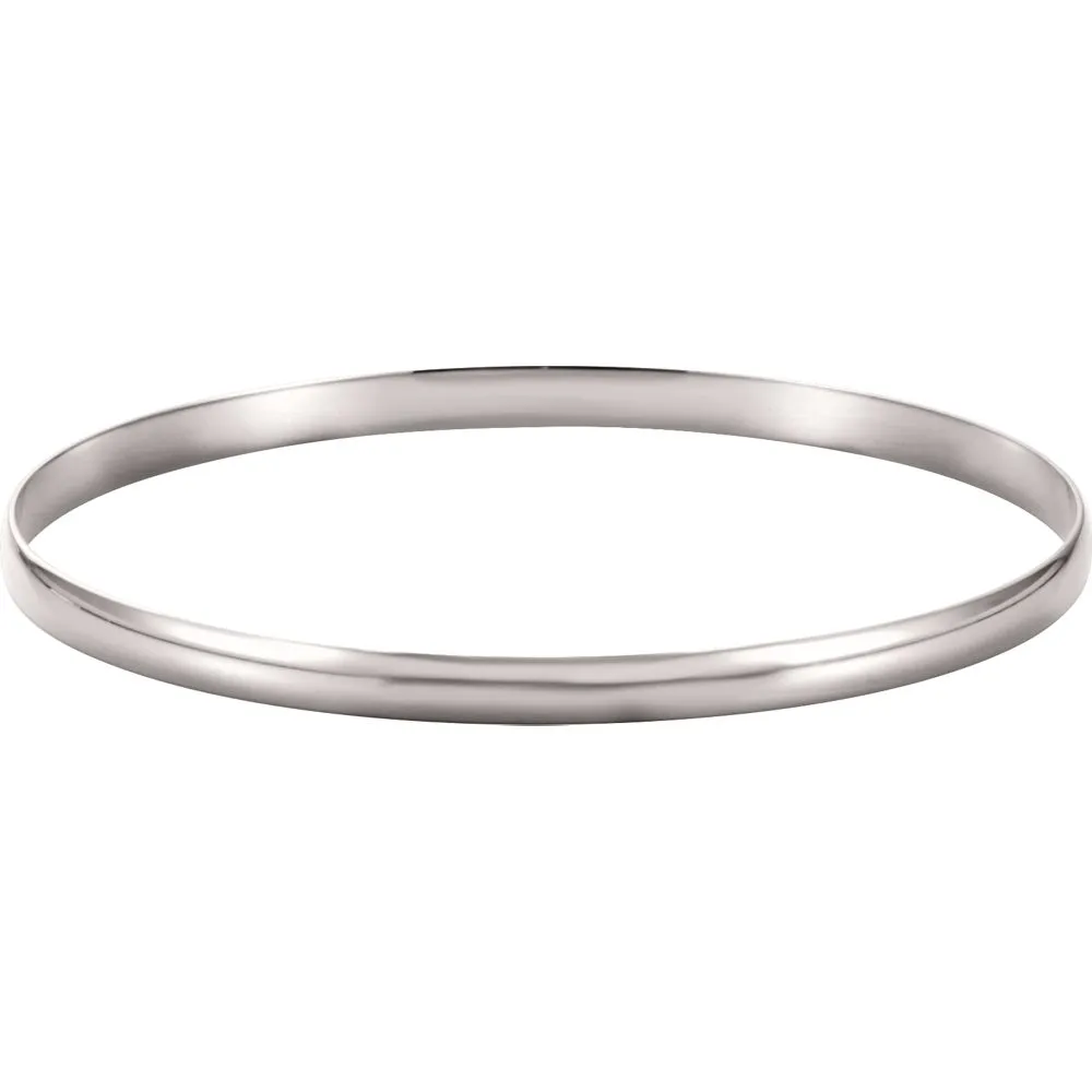 14k White Gold 4mm Half Round Bangle Bracelet