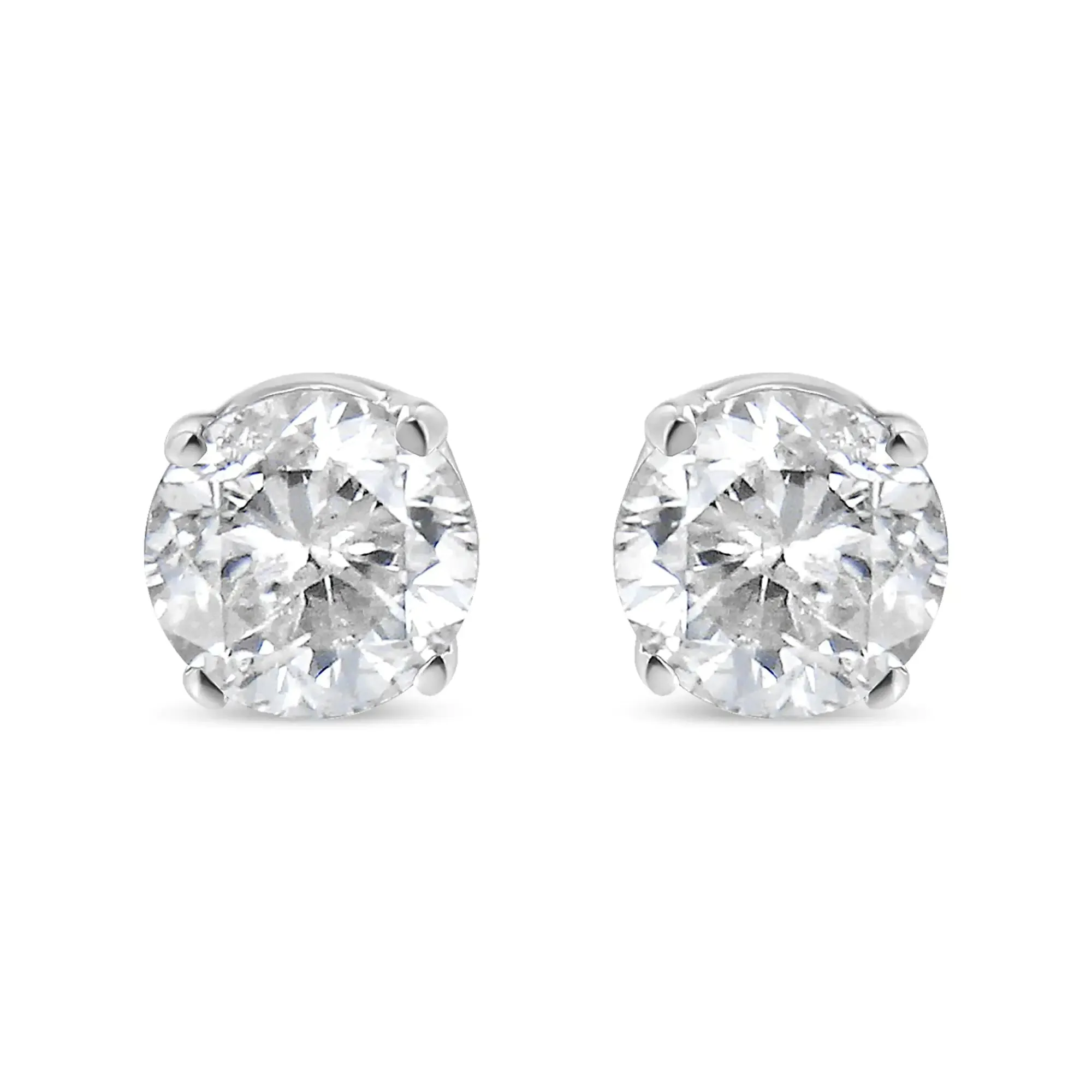 14K White Gold 5/8 Cttw Round Brilliant-Cut Lab Grown Diamond Classic 4-Prong Push back Stud Earrings (F-G Color, VS1-VS2 Clarity)