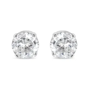 14K White Gold 5/8 Cttw Round Brilliant-Cut Lab Grown Diamond Classic 4-Prong Push back Stud Earrings (F-G Color, VS1-VS2 Clarity)