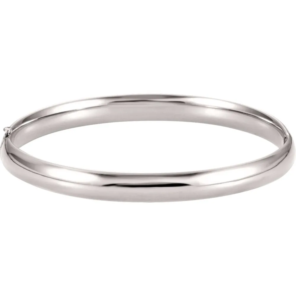 14k White Gold 6.5mm Hinged Bangle Bracelet