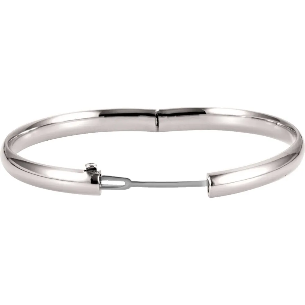 14k White Gold 6.5mm Hinged Bangle Bracelet