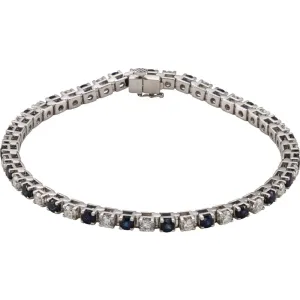 14k White Gold Blue Sapphire & 2 1/3 CTW Diamond Bracelet