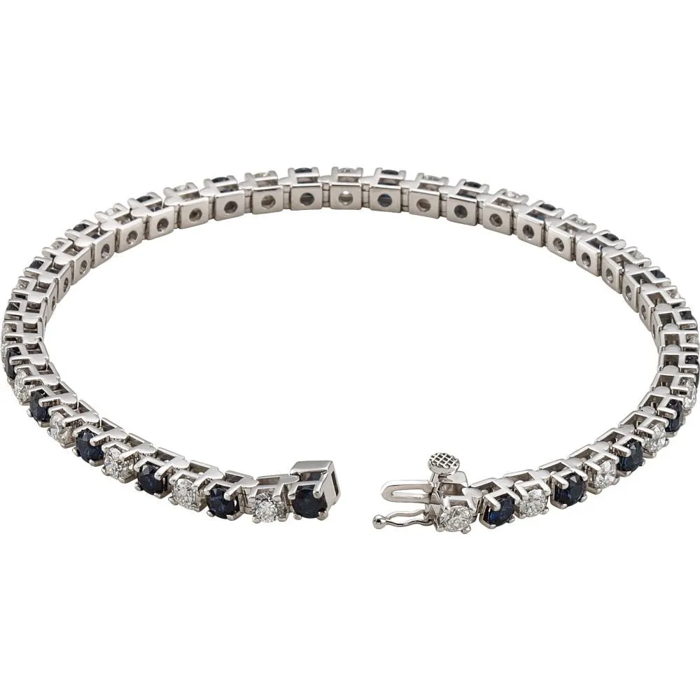 14k White Gold Blue Sapphire & 2 1/3 CTW Diamond Bracelet