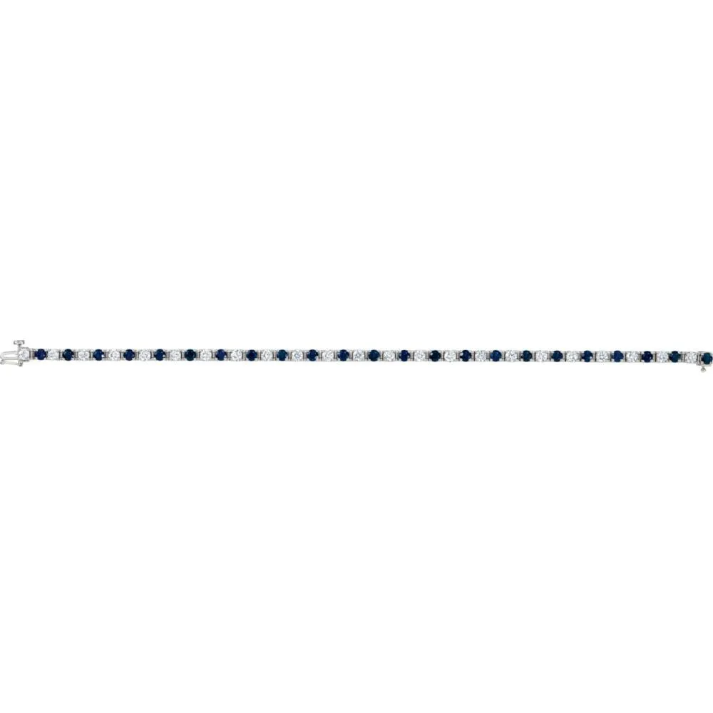 14k White Gold Blue Sapphire & 2 1/3 CTW Diamond Bracelet