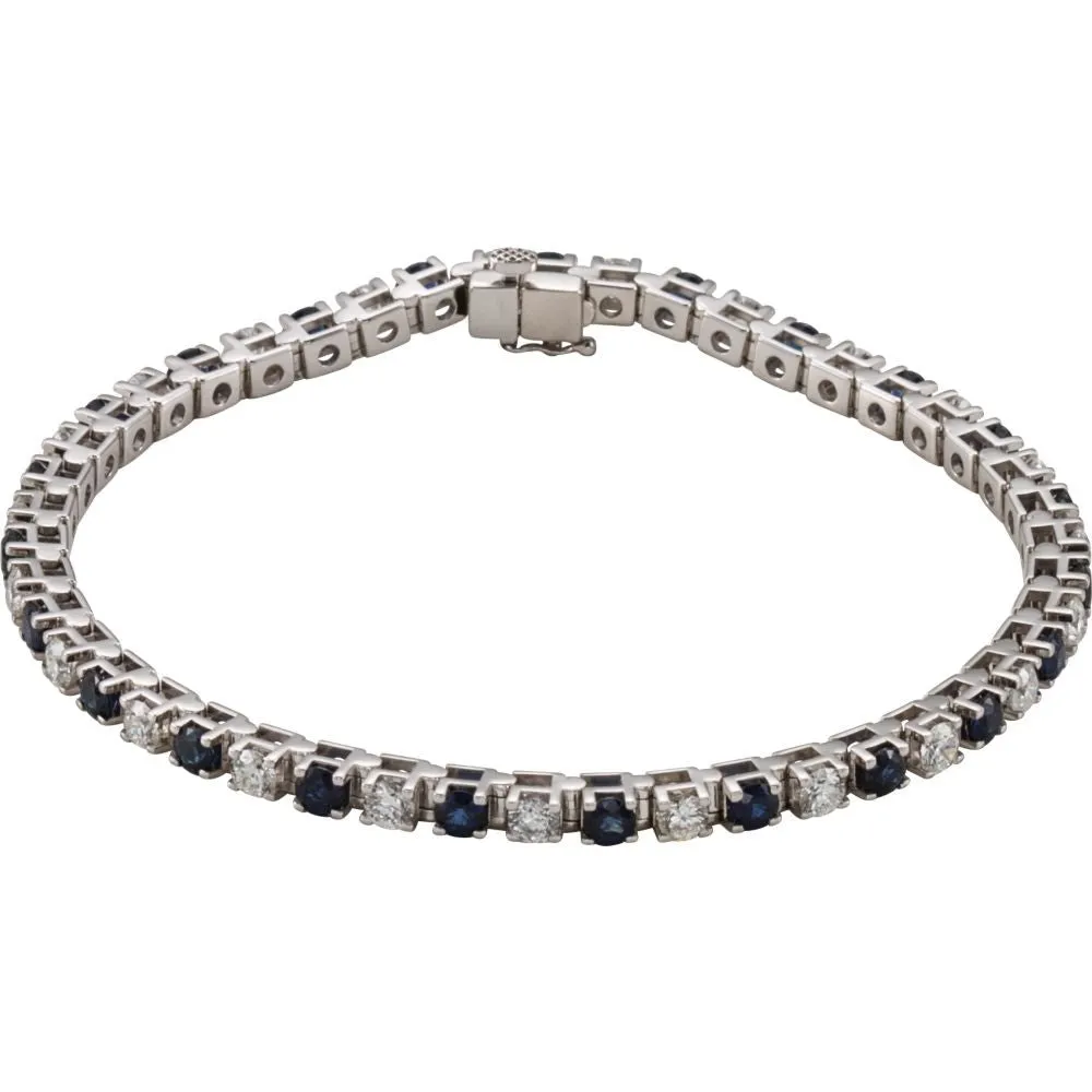 14k White Gold Blue Sapphire & 2 1/3 CTW Diamond Bracelet