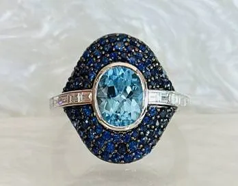 14k white gold Blue Topaz Ring