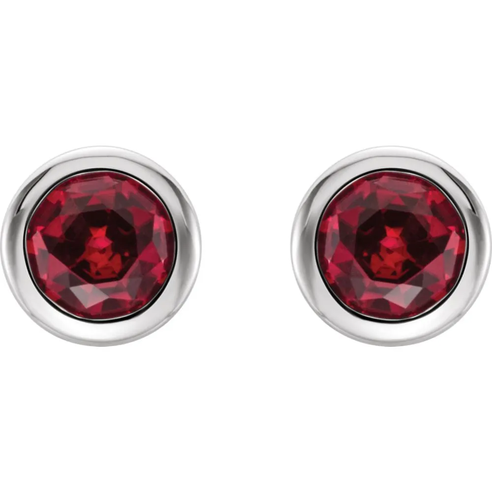 14k White Gold Chatham® Created Ruby Earrings