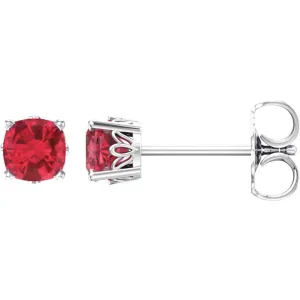 14k White Gold Chatham® Created Ruby Earrings