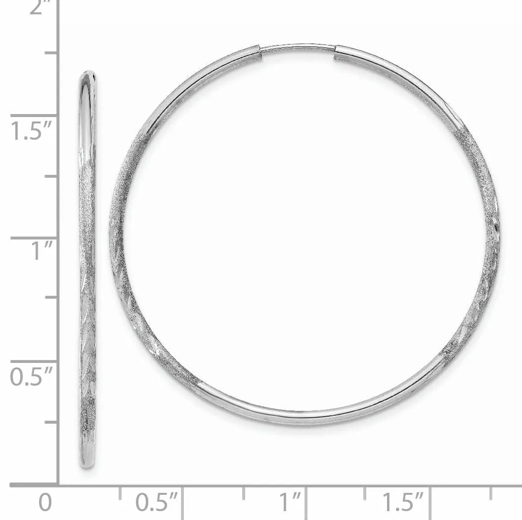 14k White Gold D.C Endless Hoop Earrings 1.5mm x 41mm