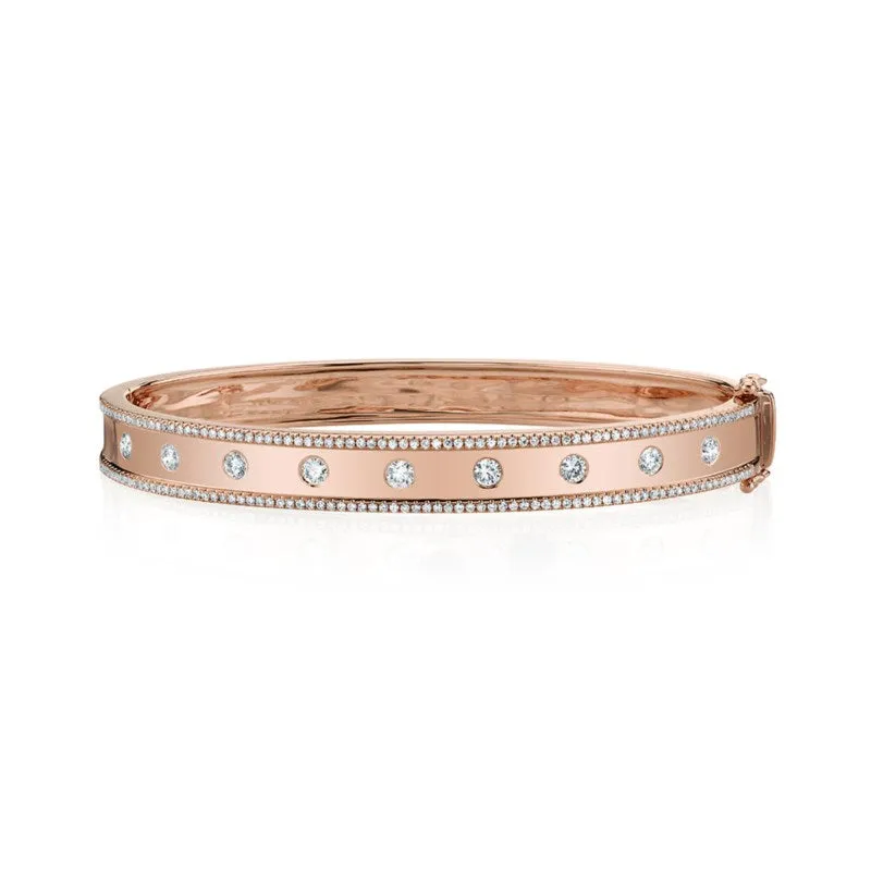 14k White Gold Diamond Bangle