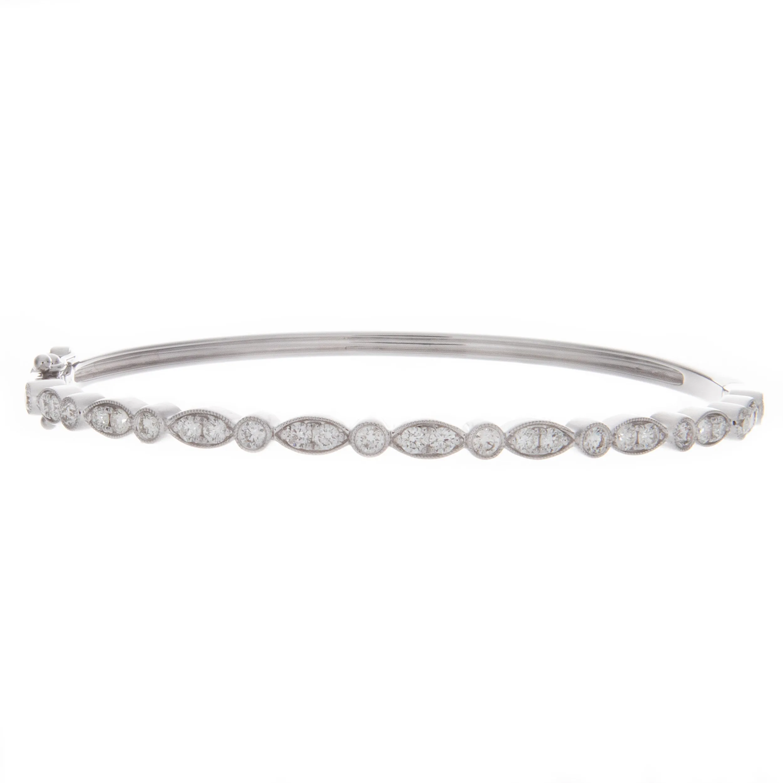 14k White Gold Diamond Bangle