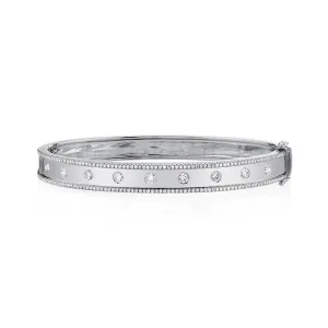 14k White Gold Diamond Bangle