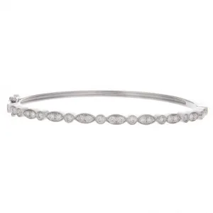 14k White Gold Diamond Bangle