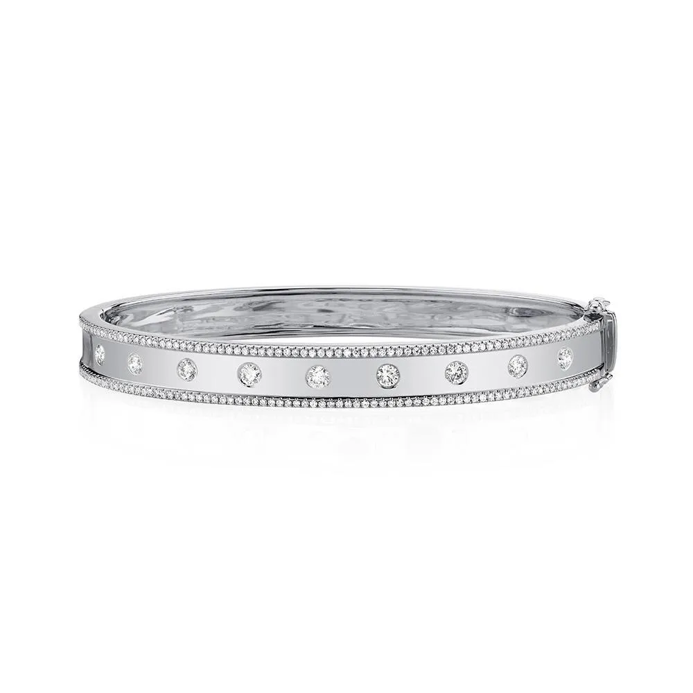 14k White Gold Diamond Bangle