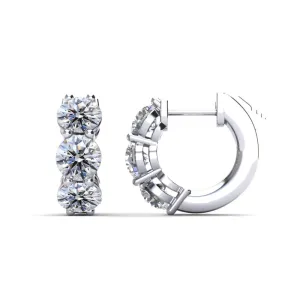 14K White Gold Diamond Huggies 1.50ct tdw
