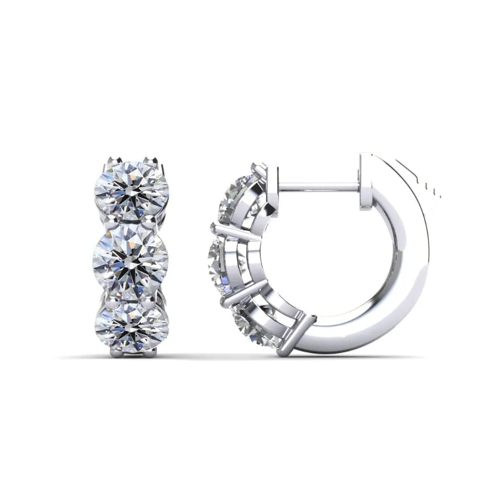 14K White Gold Diamond Huggies 1.50ct tdw