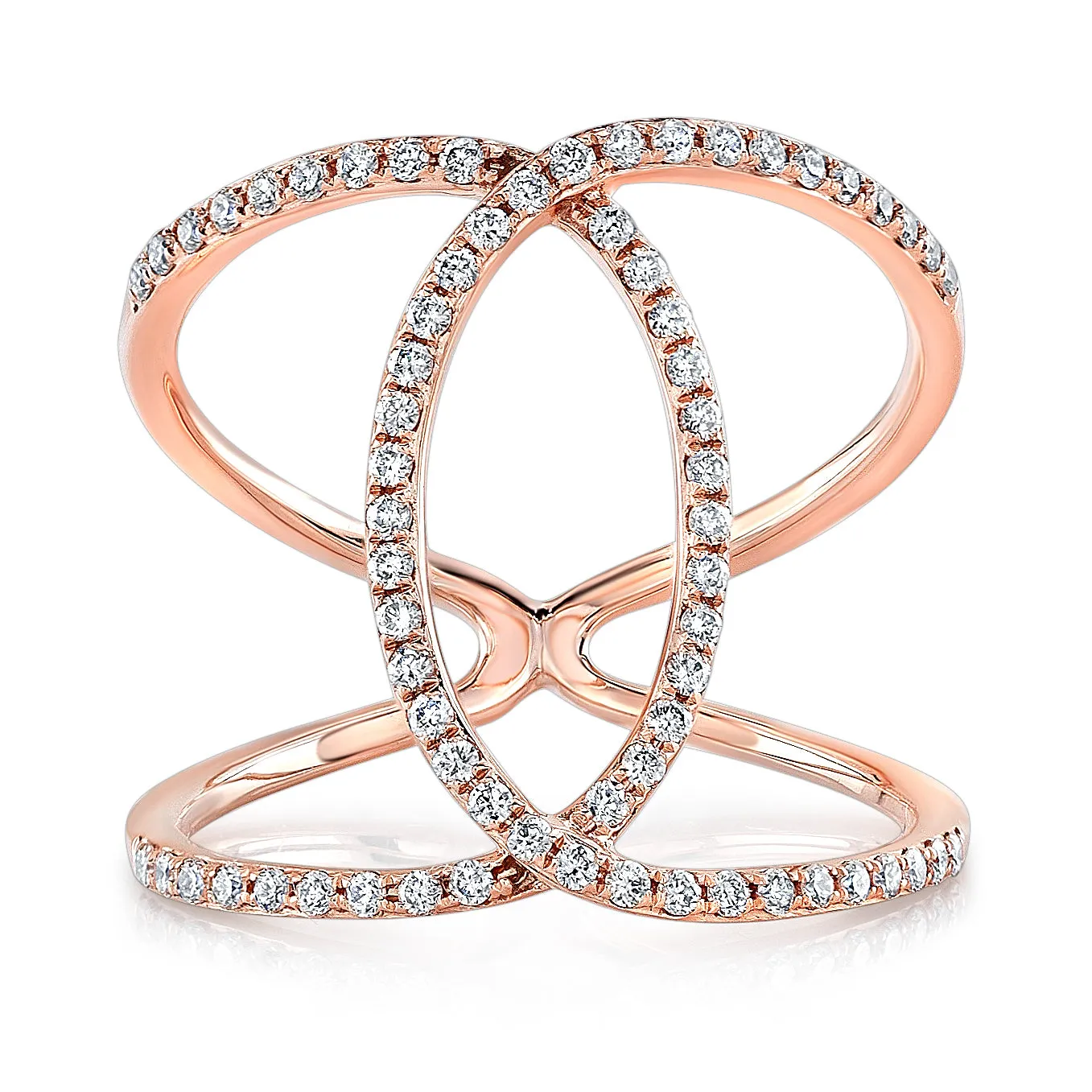 14K White Gold Diamond Intertwined Circle Ring