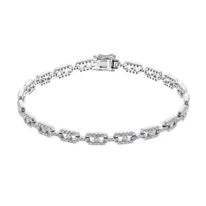 14k White Gold Diamond Link Bracelet