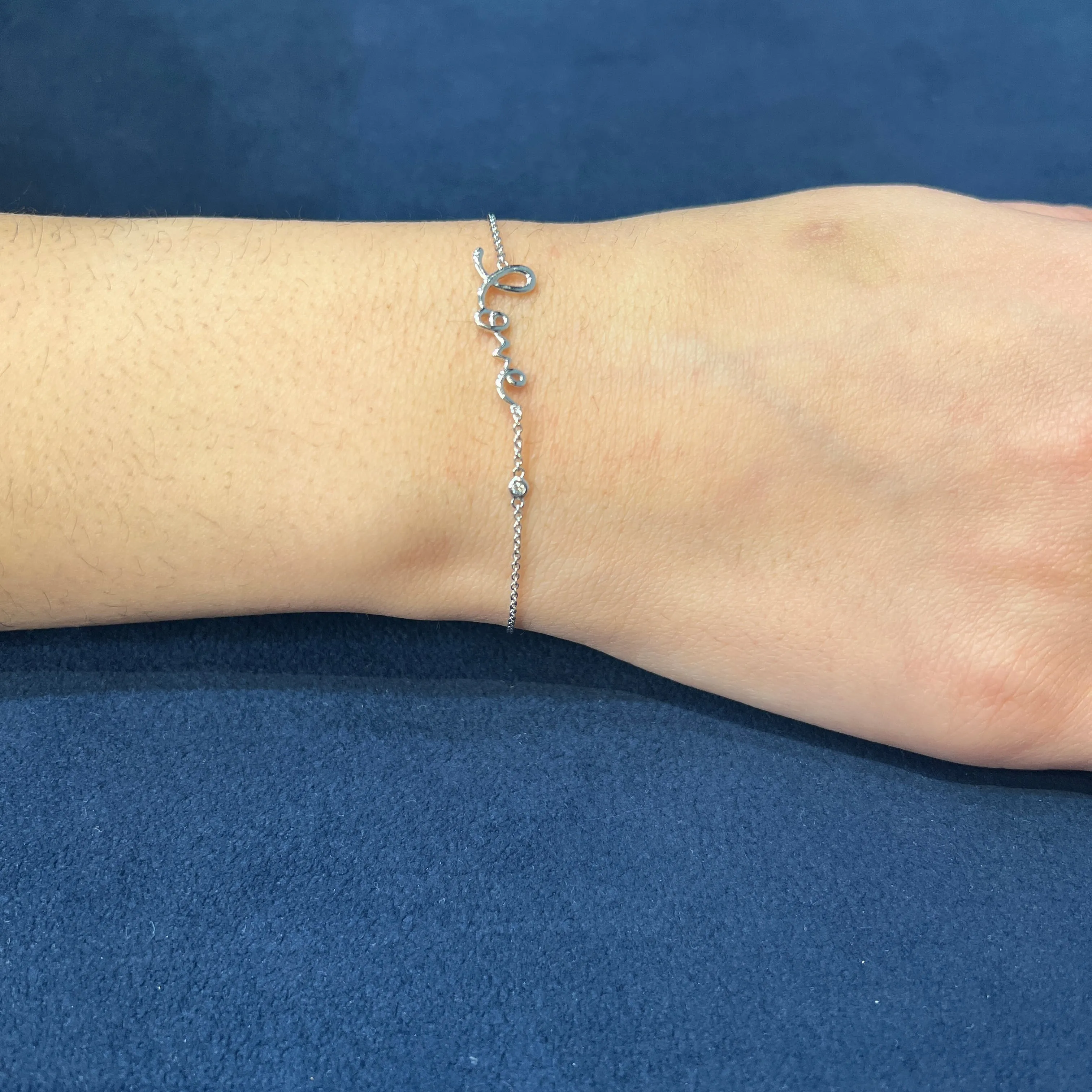 14K White Gold Diamond LOVE Bracelet