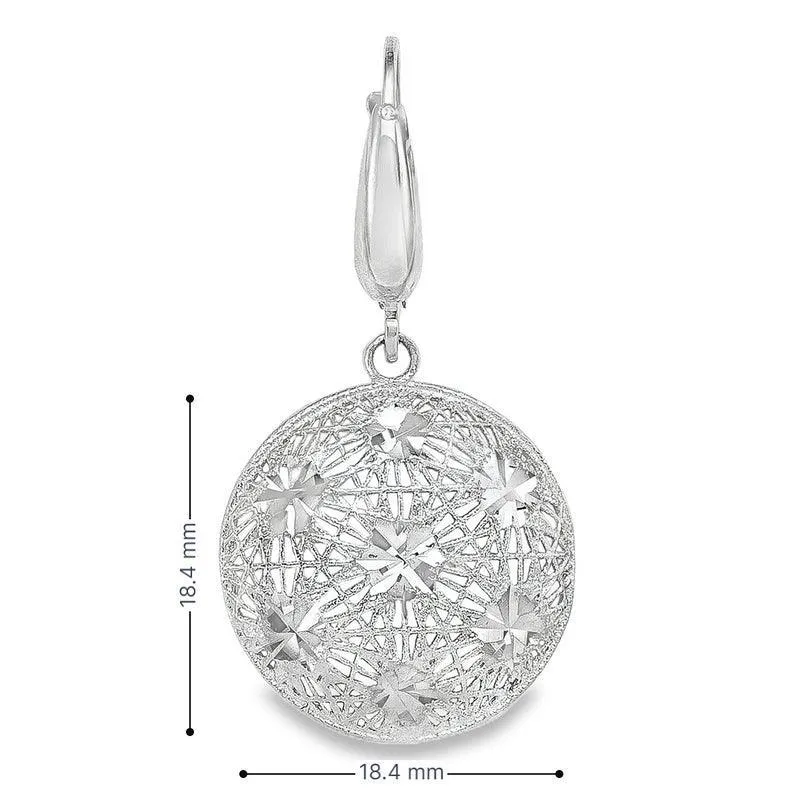14K White Gold Fancy Diamond-Cut Disc Earrings