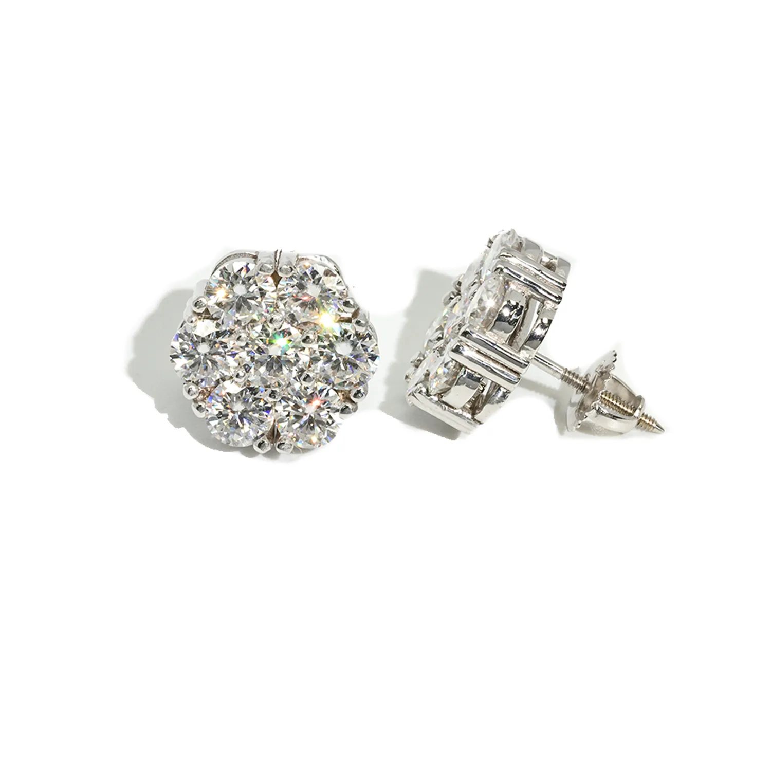 14k White Gold Generic Cluster Earrings 2.1 ctw Lab Made Diamond