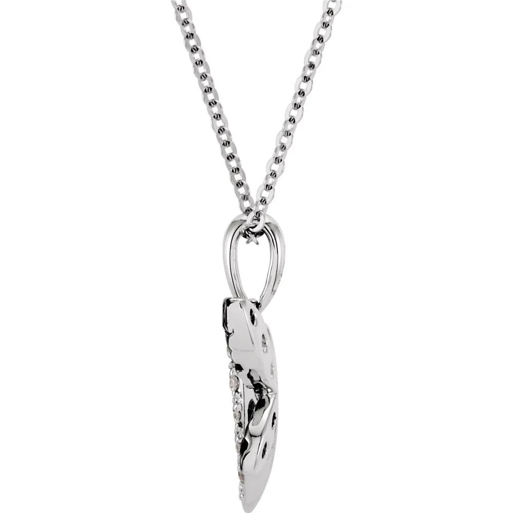 14k White Gold Genuine Blue Sapphire & Diamond Necklace