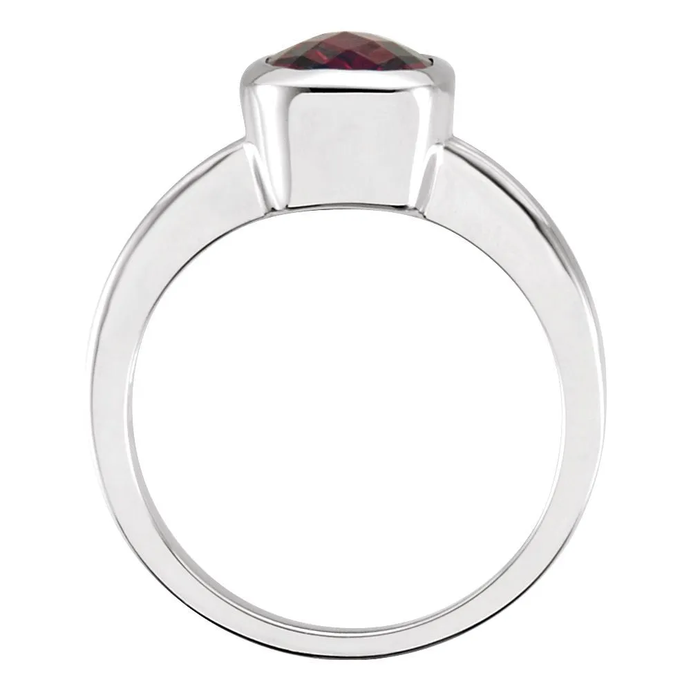 14k White Gold Genuine Mozambique Garnet Ring, Size 7