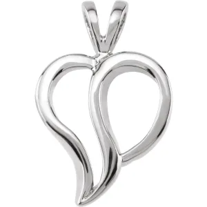 14k White Gold Heart Pendant