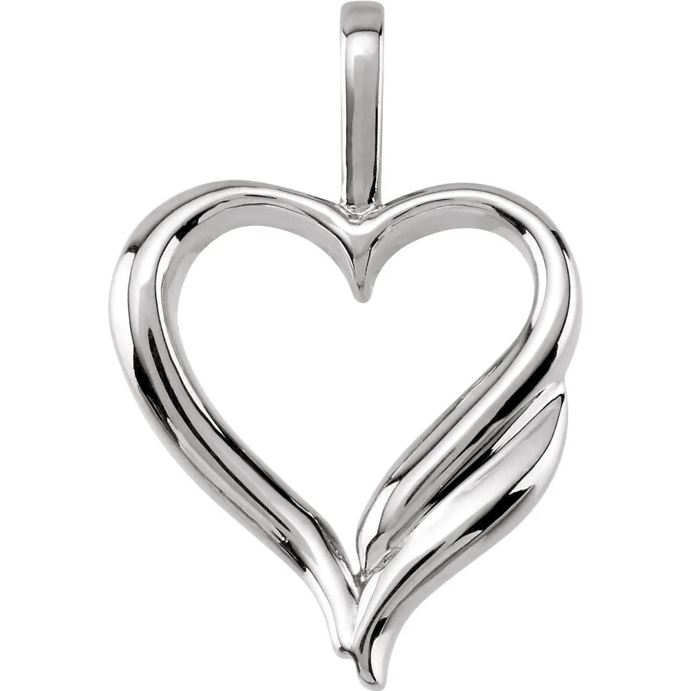 14k White Gold Heart Pendant