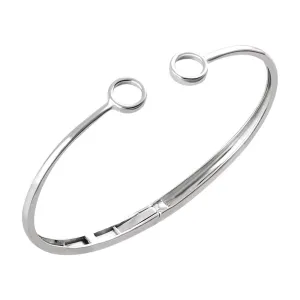14k White Gold Hinged Circle Bangle 7" Bracelet