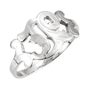 14k White Gold Initial Rings, Size 6