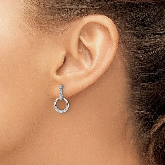 14K White Gold Lab Grown Diamond Dangle Earrings